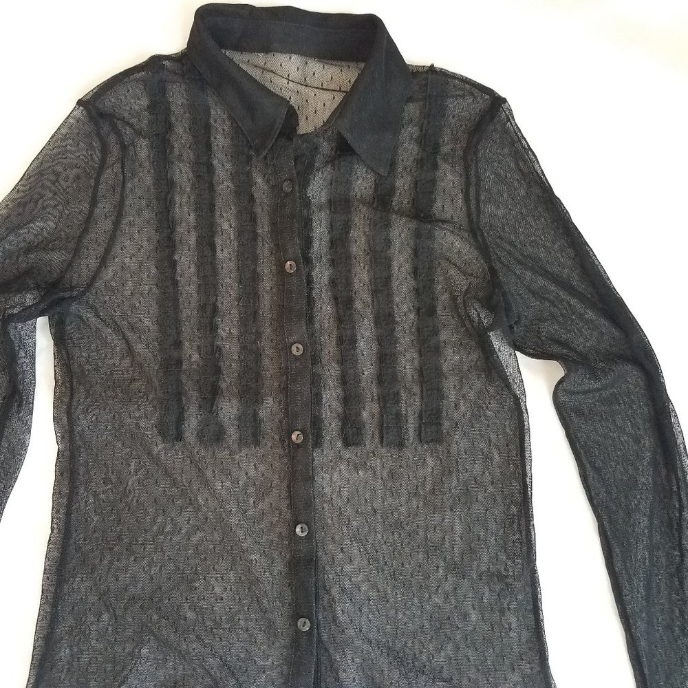 Sheer long sleeve black shirt